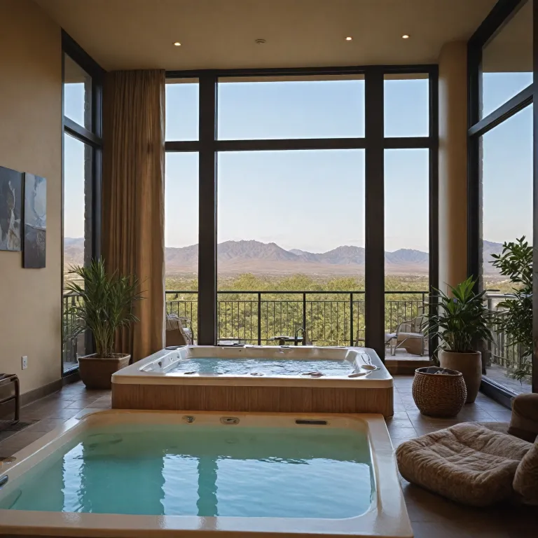 Experience ultimate relaxation in a hotel suite with private hot tub