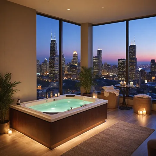 Elegant hot tub in room hotel stays in Chicago for a refined city escape